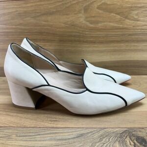 MAVETTE Fiona Pumps Womens 7 EU 38 Bone White Black Outline‎ Pointed Toe Loafer